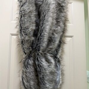 Grey Faux Fur Shawl